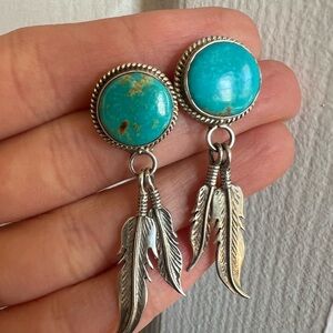 Beautiful Native American earrings with feathers